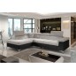 - Canapé d'angle convertible - ERMAN - en tissu et simili 5 places, gris et noir, angle gauche (vu de face) - Canapé d'angle convertible - ERMAN - en tissu et simili 5 places, gris et noir, angle gauche (vu de face)
