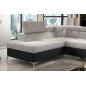 - Canapé d'angle convertible - ERMAN - en tissu et simili 5 places, gris et noir, angle gauche (vu de face) - Canapé d'angle convertible - ERMAN - en tissu et simili 5 places, gris et noir, angle gauche (vu de face)