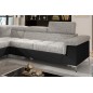 - Canapé d'angle convertible - ERMAN - en tissu et simili 5 places, gris et noir, angle gauche (vu de face) - Canapé d'angle convertible - ERMAN - en tissu et simili 5 places, gris et noir, angle gauche (vu de face)