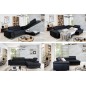Canapé d'angle convertible - ERMAN - en tissu et simili 5 places, gris et noir, angle droit (vu de face) Canapé d'angle convertible - ERMAN - en tissu et simili 5 places, gris et noir, angle droit (vu de face)