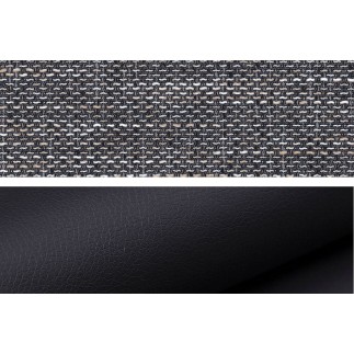 Canapé d'angle convertible - ERMAN - en tissu et simili 5 places, gris et noir, angle droit (vu de face)