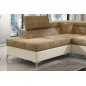 - Canapé d'angle convertible - ERMAN - en tissu et simili 5 places, marron et écru, angle gauche (vu de face) - Canapé d'angle convertible - ERMAN - en tissu et simili 5 places, marron et écru, angle gauche (vu de face)