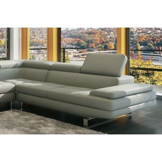- Canapé d'angle en cuir italien 6 places BIRKIN, gris clair