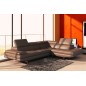 Canapé d'angle en cuir italien 6 places BIRKIN, marron, angle droit