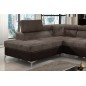 Canapé d'angle - convertible - ERIKA - en tissu velours luxe 5 places, marron et chocolat, angle gauche (vu de face) Canapé d'angle - convertible - ERIKA - en tissu velours luxe 5 places, marron et chocolat, angle gauche (vu de face)