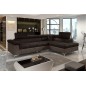 Canapé d'angle convertible - ERIKA - en tissu velours luxe 5 places, chocolat et marron, angle droit (vu de face) Canapé d'angle convertible - ERIKA - en tissu velours luxe 5 places, chocolat et marron, angle droit (vu de face)