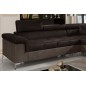 Canapé d'angle convertible - ERIKA - en tissu velours luxe 5 places, chocolat et marron, angle droit (vu de face) Canapé d'angle convertible - ERIKA - en tissu velours luxe 5 places, chocolat et marron, angle droit (vu de face)