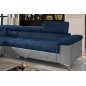Canapé d'angle - convertible - ERIKA - en tissu velours luxe 5 places, BLEU et GRIS, angle gauche (vu de face) Canapé d'angle - convertible - ERIKA - en tissu velours luxe 5 places, BLEU et GRIS, angle gauche (vu de face)