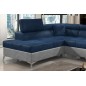 Canapé d'angle - convertible - ERIKA - en tissu velours luxe 5 places, BLEU et GRIS, angle gauche (vu de face) Canapé d'angle - convertible - ERIKA - en tissu velours luxe 5 places, BLEU et GRIS, angle gauche (vu de face)