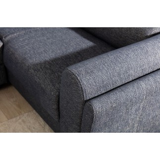 Canapé panoramique convertible - ESTEVE - en tissu prestige luxe gris, 7 places, partie sans accoudoir à gauche (vu de face)