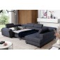 Canapé panoramique convertible, ESTEVE, en tissu prestige luxe gris, 7 places, partie sans accoudoir à droite (vu de face) Canapé panoramique convertible, ESTEVE, en tissu prestige luxe gris, 7 places, partie sans accoudoir à droite (vu de face)