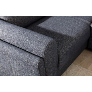 Canapé panoramique convertible, ESTEVE, en tissu prestige luxe gris, 7 places, partie sans accoudoir à droite (vu de face)