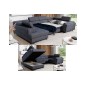 Canapé panoramique convertible - ESTEBAN - en tissu prestige luxe gris - 7 places, partie sans accoudoir à gauche (vu de face) Canapé panoramique convertible - ESTEBAN - en tissu prestige luxe gris - 7 places, partie sans accoudoir à gauche (vu de face)