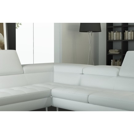 Canapé d'angle en cuir italien 6 places BIRKIN, marron, angle gauche