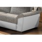 Canapé d'angle - convertible - FELIPE - en tissu beige et simili cuir blanc, 5/6 places, angle gauche Canapé d'angle - convertible - FELIPE - en tissu beige et simili cuir blanc, 5/6 places, angle gauche