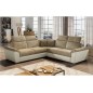 Canapé d'angle - convertible - FELIPE - en tissu beige et simili cuir écru, 5/6 places, angle gauche Canapé d'angle - convertible - FELIPE - en tissu beige et simili cuir écru, 5/6 places, angle gauche