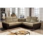 Canapé d'angle - convertible - FELIPE - en tissu beige et simili cuir chocolat, 5/6 places, angle gauche Canapé d'angle - convertible - FELIPE - en tissu beige et simili cuir chocolat, 5/6 places, angle gauche