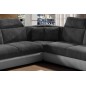 Canapé d'angle - convertible - FELIPE VELOURS - en tissu luxe gris foncé et gris clair, 5/6 places, angle gauche