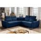 Canapé d'angle convertible - FELIPE VELOURS - en tissu luxe bleu, 5/6 places, angle gauche
