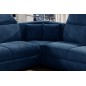 Canapé d'angle convertible - FELIPE VELOURS - en tissu luxe bleu, 5/6 places, angle gauche