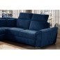 Canapé d'angle convertible - FELIPE VELOURS - en tissu luxe bleu, 5/6 places, angle gauche