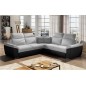 Canapé d'angle - convertible - FELIPE - en tissu gris clair et simili cuir noir, 5/6 places, angle gauche Canapé d'angle - convertible - FELIPE - en tissu gris clair et simili cuir noir, 5/6 places, angle gauche