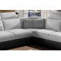 Canapé d'angle - convertible - FELIPE - en tissu gris clair et simili cuir noir, 5/6 places, angle gauche Canapé d'angle - convertible - FELIPE - en tissu gris clair et simili cuir noir, 5/6 places, angle gauche