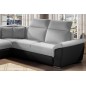 Canapé d'angle - convertible - FELIPE - en tissu gris clair et simili cuir noir, 5/6 places, angle gauche Canapé d'angle - convertible - FELIPE - en tissu gris clair et simili cuir noir, 5/6 places, angle gauche