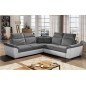 Canapé d'angle - convertible - FELIPE - en tissu gris et simili cuir blanc, 5/6 places, angle gauche Canapé d'angle - convertible - FELIPE - en tissu gris et simili cuir blanc, 5/6 places, angle gauche