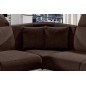 Canapé d'angle - convertible - FELIPE - en tissu chocolat et simili cuir écru, 5/6 places, angle gauche Canapé d'angle - convertible - FELIPE - en tissu chocolat et simili cuir écru, 5/6 places, angle gauche