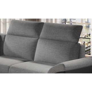 Canapé d'angle - convertible - FELIPE - en tissu gris clair et simili cuir gris foncé, 5/6 places