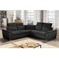 Canapé d'angle - convertible - FELIPE - en tissu noir et simili cuir noir, 5/6 places, angle gauche Canapé d'angle - convertible - FELIPE - en tissu noir et simili cuir noir, 5/6 places, angle gauche