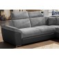 Canapé d'angle - convertible - FELIPE VELOURS - en tissu luxe gris clair et gris foncé, 5/6 places, angle gauche