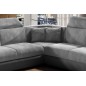 Canapé d'angle - convertible - FELIPE VELOURS - en tissu luxe gris clair et gris foncé, 5/6 places, angle gauche