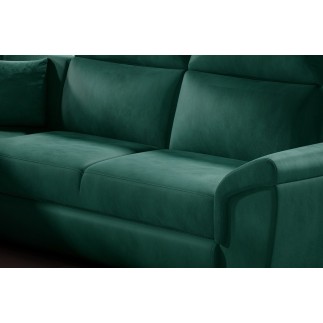 Canapé d'angle - convertible - FELIPE VELOURS - en tissu luxe vert, 5/6 places
