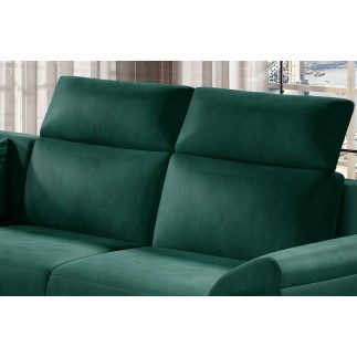 Canapé d'angle - convertible - FELIPE VELOURS - en tissu luxe vert, 5/6 places