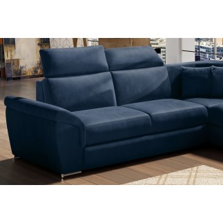 Canapé d'angle - convertible - FELIPE VELOURS - en tissu luxe bleu, 5/6 places, angle gauche