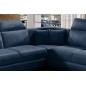 Canapé d'angle - convertible - FELIPE VELOURS - en tissu luxe bleu, 5/6 places, angle gauche