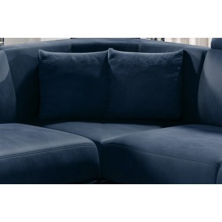 Canapé d'angle - convertible - FELIPE VELOURS - en tissu luxe bleu, 5/6 places