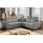Canapé d'angle convertible - FELIPE VELOURS - en tissu luxe gris clair, 5/6 places, angle gauche