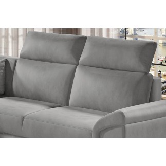Canapé d'angle convertible - FELIPE VELOURS - en tissu luxe gris clair, 5/6 places, angle gauche