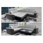 Canapé d'angle convertible - FELIPE VELOURS - en tissu luxe gris clair, 5/6 places, angle gauche
