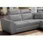 Canapé d'angle convertible - FELIPE VELOURS - en tissu luxe gris clair, 5/6 places, angle gauche