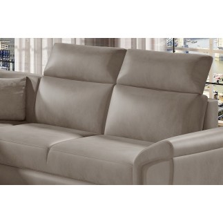 Canapé d'angle - convertible - FELIPE VELOURS - en tissu luxe beige, 5/6 places