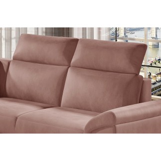 Canapé d'angle - convertible - FELIPE VELOURS - en tissu luxe rose pale, 5/6 places, angle gauche