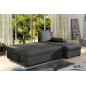 Canapé d'angle convertible - GILO - en tissu luxe 3/4 places, gris foncé, angle droit (vu de face)
