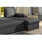 Canapé d'angle convertible - GILO - en tissu luxe 3/4 places, gris foncé, angle droit (vu de face)