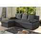 Canapé d'angle convertible - GILO - en tissu luxe 3/4 places - gris foncé, angle gauche (vu de face)