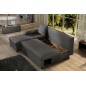 Canapé d'angle convertible - GILO - en tissu luxe 3/4 places - gris foncé, angle gauche (vu de face)