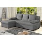 Canapé d'angle convertible - GILO - en tissu luxe 3/4 places, gris, angle gauche (vu de face)